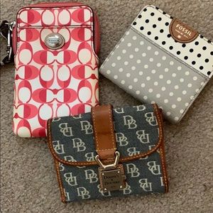 Coach D&B Fossil Wallets, Set of 3!